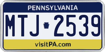 PA license plate MTJ2539
