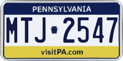 PA license plate MTJ2547