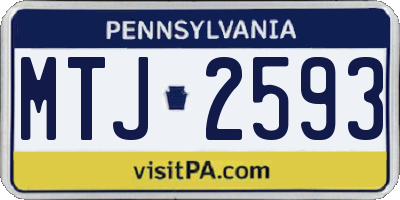 PA license plate MTJ2593