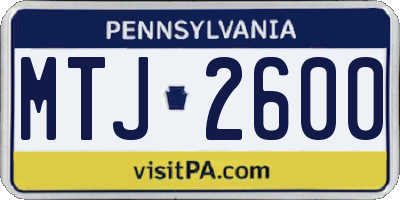 PA license plate MTJ2600