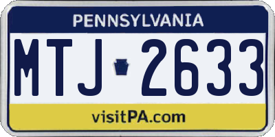 PA license plate MTJ2633