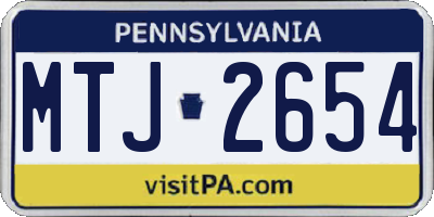 PA license plate MTJ2654