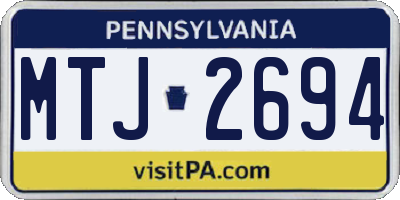 PA license plate MTJ2694