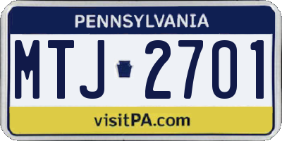 PA license plate MTJ2701