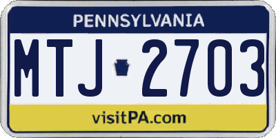 PA license plate MTJ2703