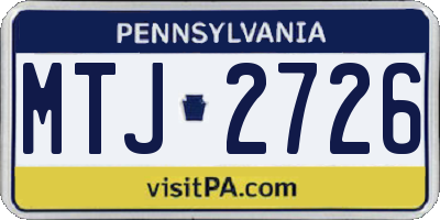 PA license plate MTJ2726