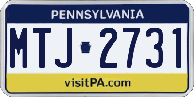 PA license plate MTJ2731