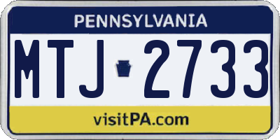 PA license plate MTJ2733