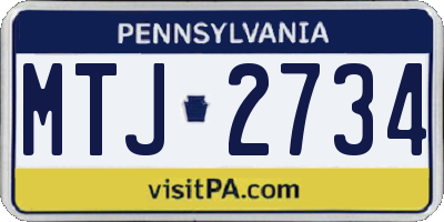 PA license plate MTJ2734