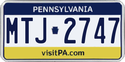 PA license plate MTJ2747