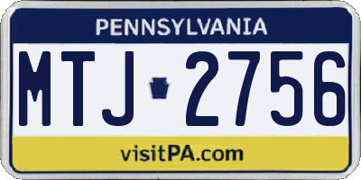 PA license plate MTJ2756