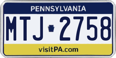 PA license plate MTJ2758