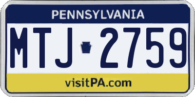 PA license plate MTJ2759