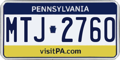 PA license plate MTJ2760
