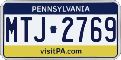 PA license plate MTJ2769