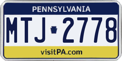 PA license plate MTJ2778