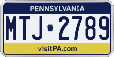 PA license plate MTJ2789