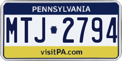 PA license plate MTJ2794