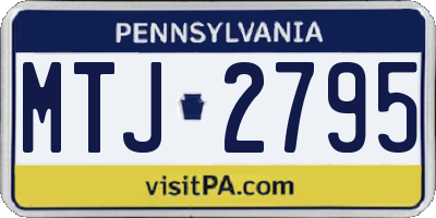 PA license plate MTJ2795