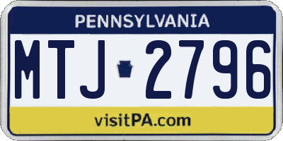 PA license plate MTJ2796