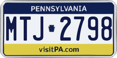 PA license plate MTJ2798