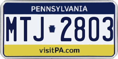 PA license plate MTJ2803