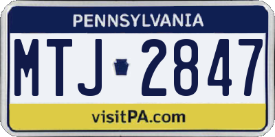 PA license plate MTJ2847