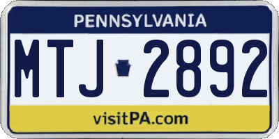 PA license plate MTJ2892