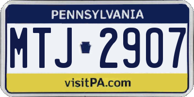 PA license plate MTJ2907