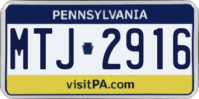 PA license plate MTJ2916