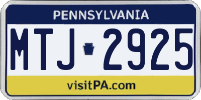 PA license plate MTJ2925
