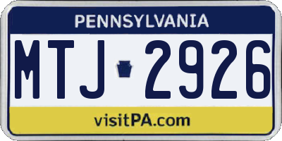 PA license plate MTJ2926