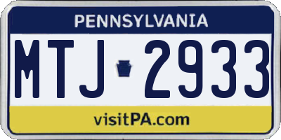 PA license plate MTJ2933
