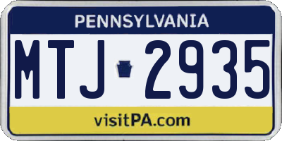 PA license plate MTJ2935