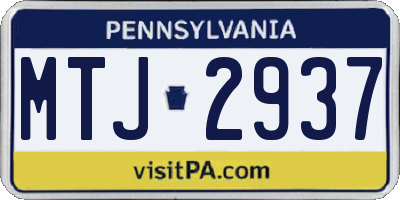 PA license plate MTJ2937