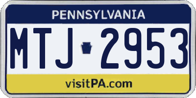 PA license plate MTJ2953