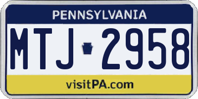 PA license plate MTJ2958