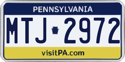 PA license plate MTJ2972