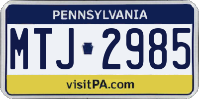 PA license plate MTJ2985