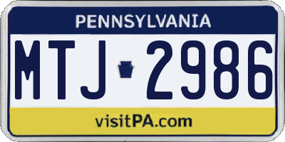 PA license plate MTJ2986