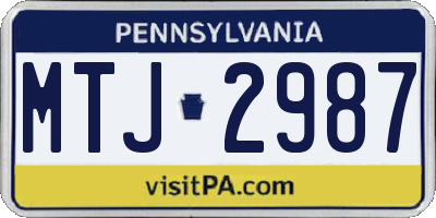 PA license plate MTJ2987