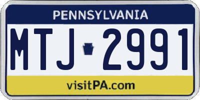 PA license plate MTJ2991