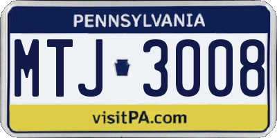 PA license plate MTJ3008