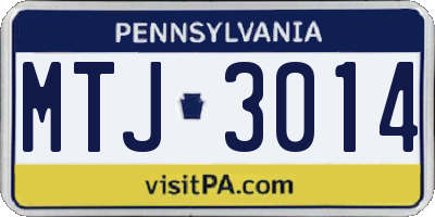 PA license plate MTJ3014