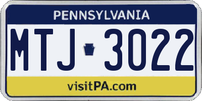 PA license plate MTJ3022