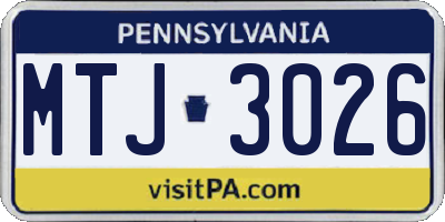 PA license plate MTJ3026
