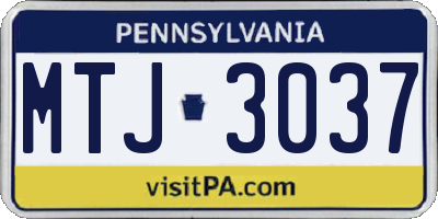 PA license plate MTJ3037
