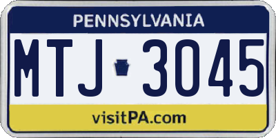 PA license plate MTJ3045