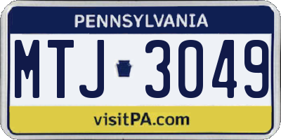 PA license plate MTJ3049
