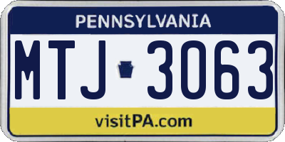 PA license plate MTJ3063